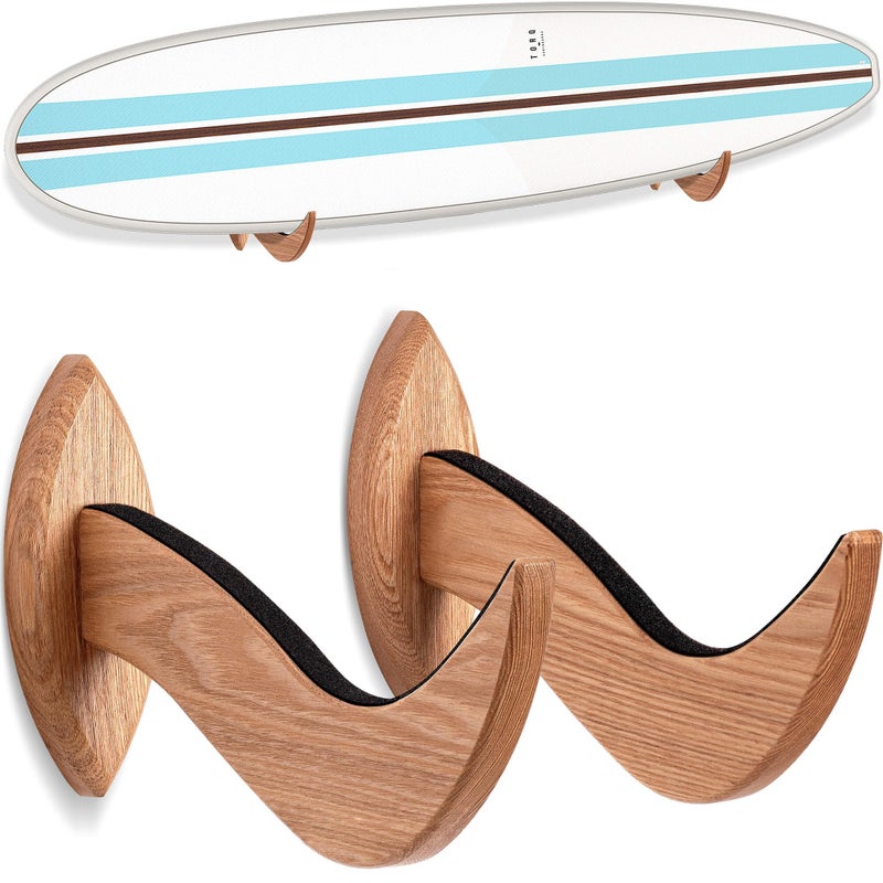Hang 11 Surfboard Wall Mount - Surf Board Wall Hangers  Beautiful Sustainable Wooden Surfboard Rack  The Perfect Surfboard Wall Hanger to Display Your Board  Horizontal Surfboard Mount Holder (Clear) - Image 1